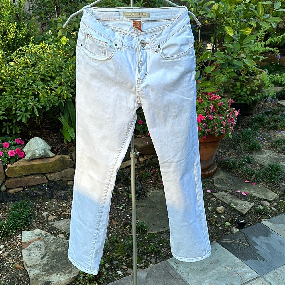 CHRISTOPHER BLUE (Stretch) Off White Jeans (Sz: 6)